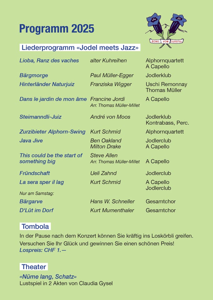 Liederprogramm "Jodel meets Jazz" 